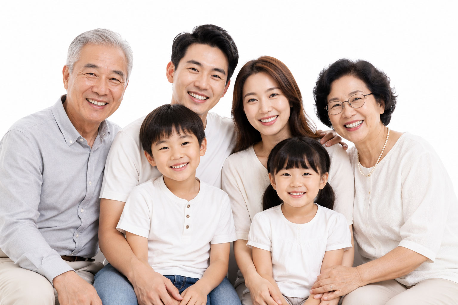 Multi-generational family smiling together